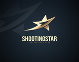 Fototapeta  - Modern and Luxury Shooting star design logo or icon template with gold color effects