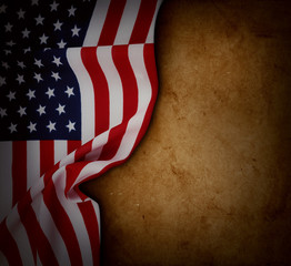 Wall Mural - American flag on brown background