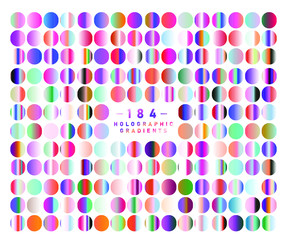 Aufkleber - Duotone and holographic opalescent gradient swatches for design.