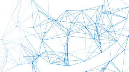 Leinwandbilder - Polygonal white background with connecting dots and lines. Network connection structure. Plexus effect. 3d rendering.