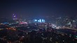 night illumination nanjing olympic sport complex district cityscape aerial panorama 4k china