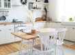 Scandinavian-style kitchen interior, vintage appliances and atmosphere