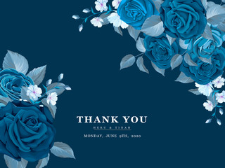 Wall Mural - elegant classic blue floral wedding invitation template