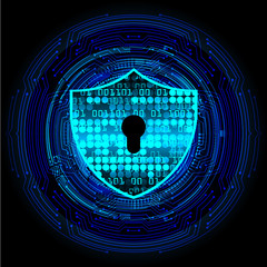 Closed Padlock on digital background, cyber security
