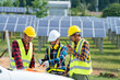 © visoot - Engineer and technician discussion plan to find problem of solar panel,Engineer working on checking and maintenance in solar power plant,Solar power plant to innovation of green energy for life.