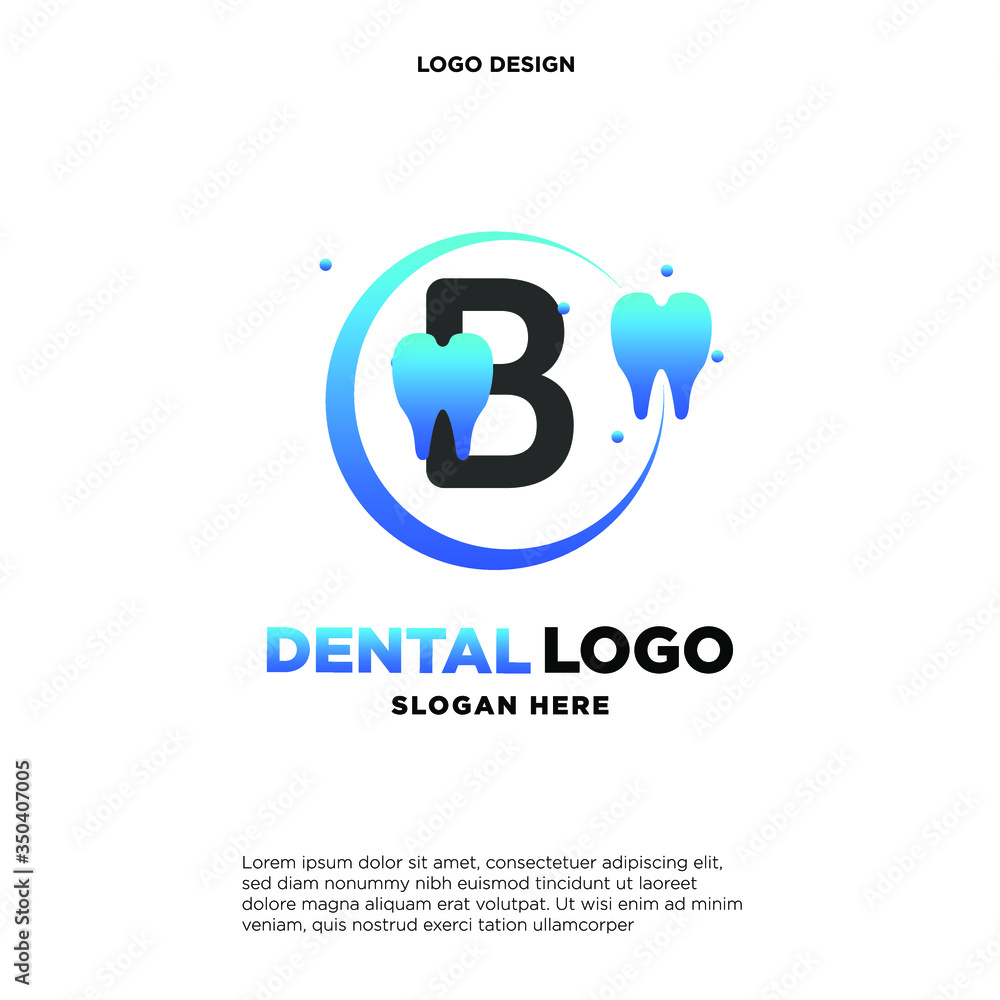 Initial Letter B Dental Logo Design Template Stock Vector | Adobe Stock