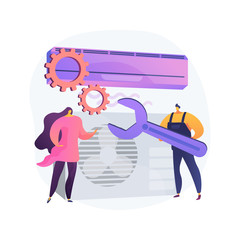 Sticker - Air conditioning and refrigeration services abstract concept vector illustration. Installation, repair and maintenance of air conditioners, climate control systems equipment abstract metaphor.