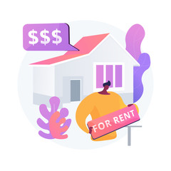 Wall Mural - House for rent abstract concept vector illustration. Booking house online, best rental property, real estate service, accommodation marketplace, rental listing, monthly rent abstract metaphor.