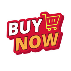 Canvas Print - Buy now sign in red contour isolated on white background 
