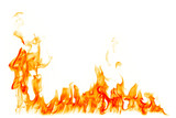 Fototapeta  - Fire flames burn on a white background.