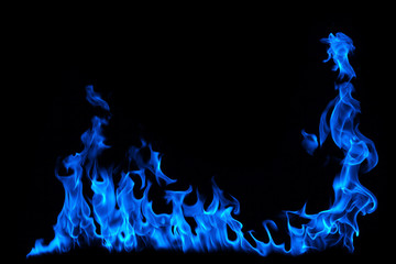 Blue smoke isolated on a black background.