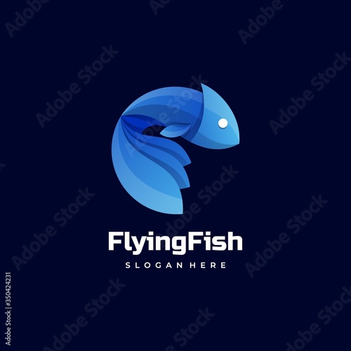 Fotografía Vector Logo Illustration Flying Fish Gradient Colorful Style.