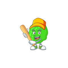 Sticker - cartoon design concept of sarcina ventriculli playing baseball with stick