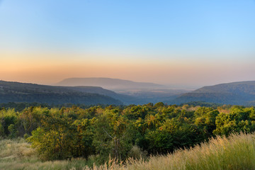 Wall Mural - landscape of mountains valley during the sunset. Natural outdoor background concept