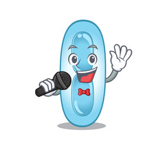 Canvas Print - cartoon character of klebsiella pneumoniae sing a song with a microphone