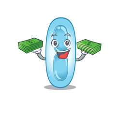 Canvas Print - A wealthy klebsiella pneumoniae cartoon character with much money