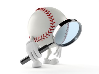 Poster - Baseball character looking through magnifying glass