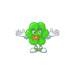 Sticker - Staphylococcus aureus Cartoon drawing design making a quiet finger gesture