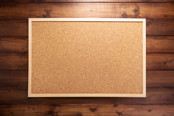 cork board on wooden background