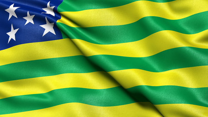 Wall Mural - 3D illustration of the Brazilian state flag of Goias waving in the wind.