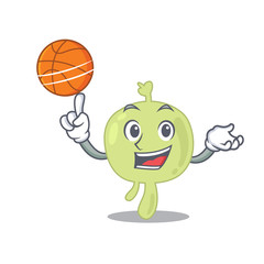 Wall Mural - Sporty cartoon mascot design of lymph node with basketball