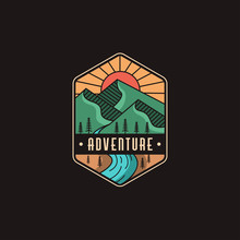 Mountain And River Landscape Adventure Logo Icon