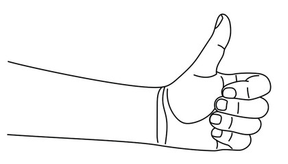 Wall Mural - hand position with gesture of pointing thumb up. success concept in sign language. vector illustrati