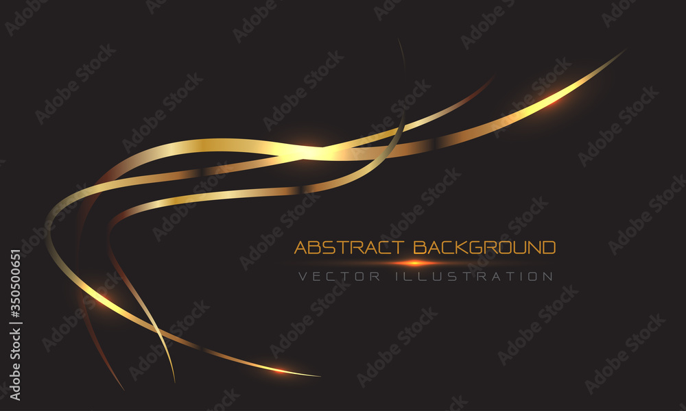 Abstract gold line curve light on black design modern luxury background ...