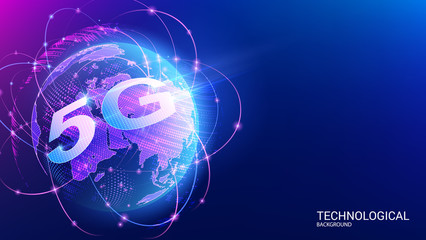 Wall Mural - vector. the fifth generation of 5g mobile broadband. digital antenna arrays. wi-fi worldwide global 