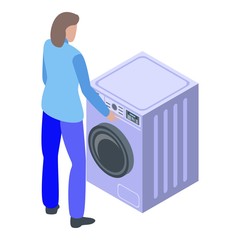 Poster - Wash machine clothes icon. Isometric of wash machine clothes vector icon for web design isolated on white background
