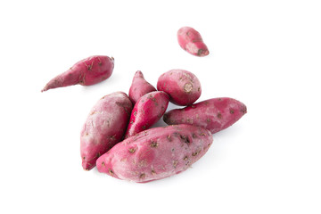 Japanese potato or Purple Sweet Lord in the market on the white background.