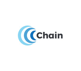 Aufkleber - Abstract chain icon, blue arc in semicircle. Banking currency logo template, finance investment emblem. Concept logotype design for web finance and blockchain technology. Vector logo.