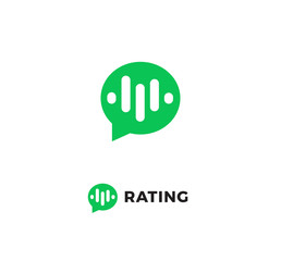Rating review icon. Online consultation app interface logo. Chat bubble, speech balloon. Customers consulting website. Clients support management service sign. Bot symbol. Rating tracker app icon.