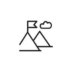 Sticker - Line icon of flag on mountain top. Success sign, goal, challenge. Achievement concept. Can be used for topics like business, mountaineering, travel