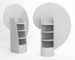 Shelf POS Stand Mock-up, Blank carton  product display, 3D rendering