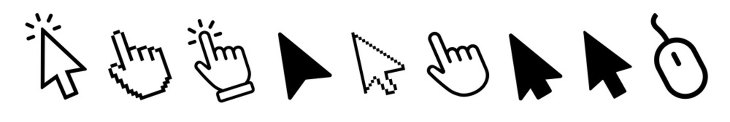 Vector cursors icons click set