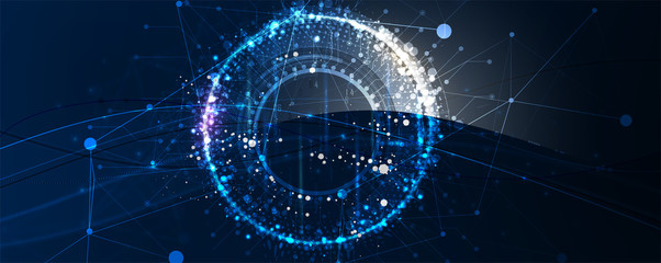 Aufkleber - Abstract tech background. Futuristic technology interface