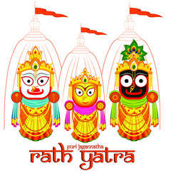 Puri Jagannatha Gods For Ratha Yatra Festival Vector Illustration, Artwork For festival posters, Info-graphics, Motion-Graphics