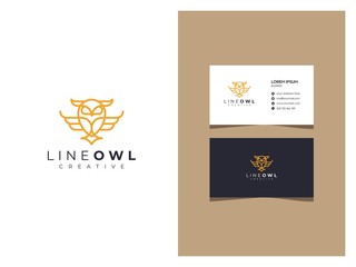 Wall Mural - unique elegant owl gold luxury logo design with a business card