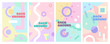 Kids abstract pastel pop art shape wallpaper pack - Art Deco style vector graphic illustration background set - Creative retro geometric pattern collection in vertical portrait orientation