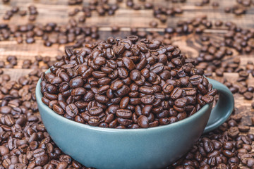 Coffee cup and coffee beans