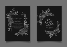 Elegant Black Floral Wedding Invitation Template