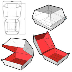 Wall Mural - Fast Food Burger Box and Die-cut Pattern. The .eps file is full scale and fully functional. Prepared for real cardboard production.