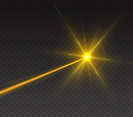 Wall Mural - light effect isolated on transparent background. vector golden flare scene spotlight. yellow sun ray
