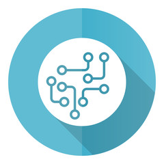 Aufkleber - Circuit blue round flat design vector icon isolated on white background, technology, chip, processor illustration in eps 10
