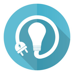 Aufkleber - Bulb blue round flat design vector icon isolated on white background, innovation, electricity illustration in eps 10