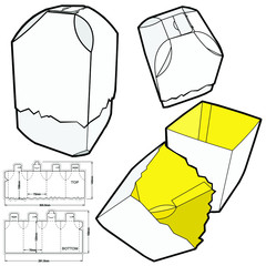 Wall Mural - Chocolate box self asembly (Internal measurement 7x7+10cm) and Die-cut Pattern. The .eps file is full scale and fully functional. Prepared for real cardboard production.