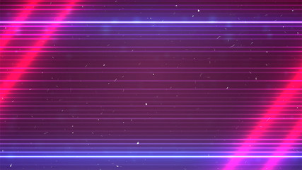 Wall Mural - cyberpunk neon background. pink and blue light. retro future style. vintage grain effect. old tv lin