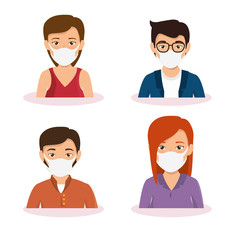 Wall Mural - group of business people using face mask vector illustration design