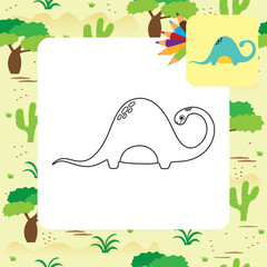 Wall Mural - Cute cartoon dino coloring page